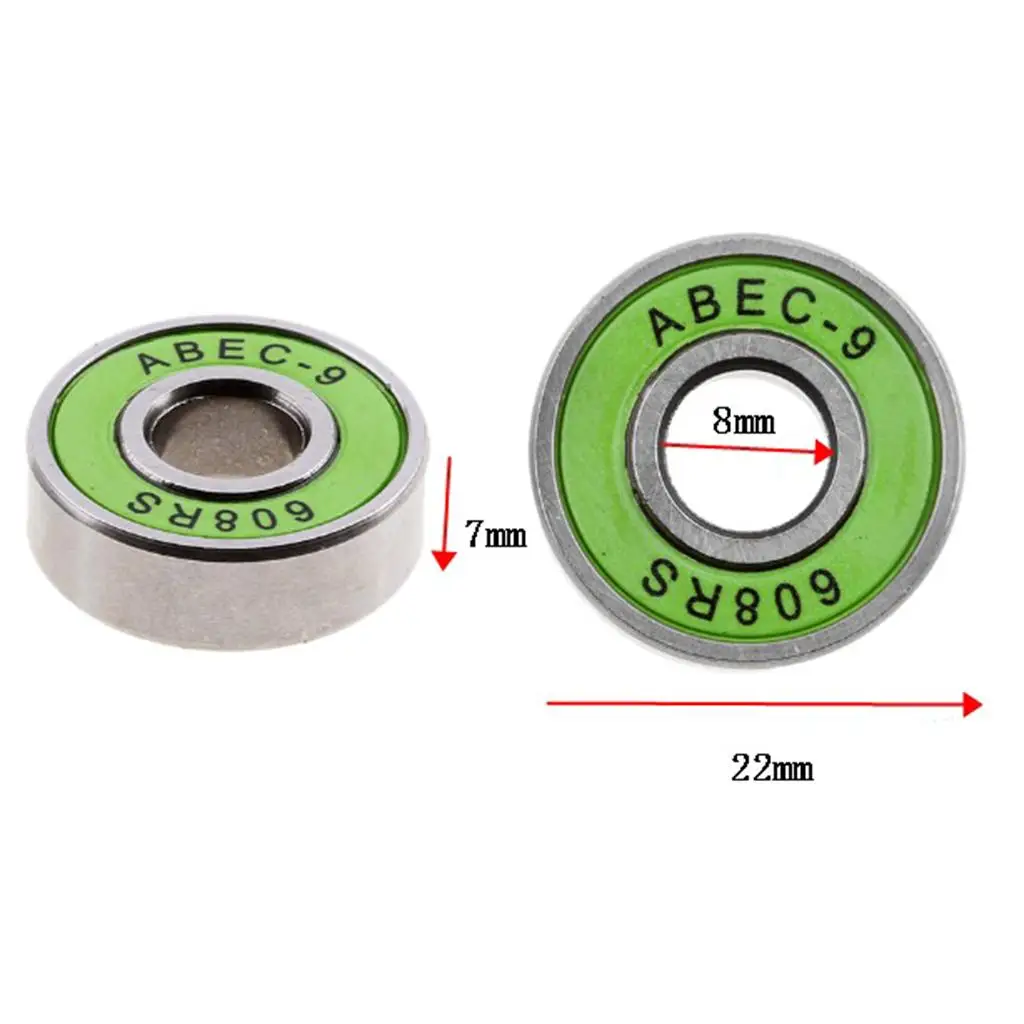 8Pcs 608RS Frictionless Abec 9 Skateboard Bearing Rolling 8x22x7mm