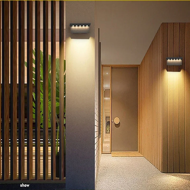 LED 태양광 울타리 조명, RGB 색상 변경, 따뜻한 흰색, 야외 벽 조명, IP65 방수 장식 램프, 2 개