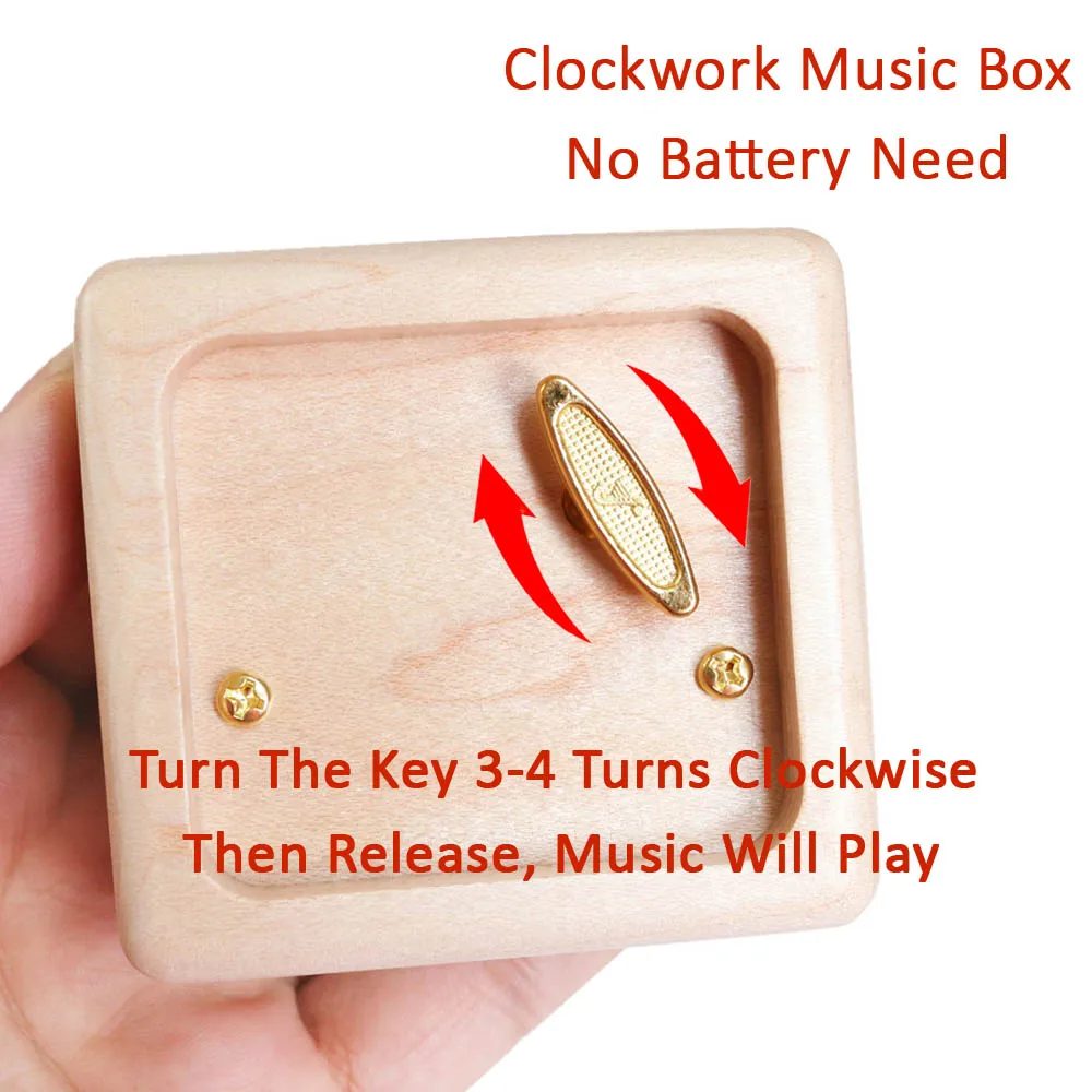 Rosiking Wooden Maple Vintage Clockwork Music Box CLAIR DE LUNE debussy For Frends Girl Christmas and Children Birthday Gift