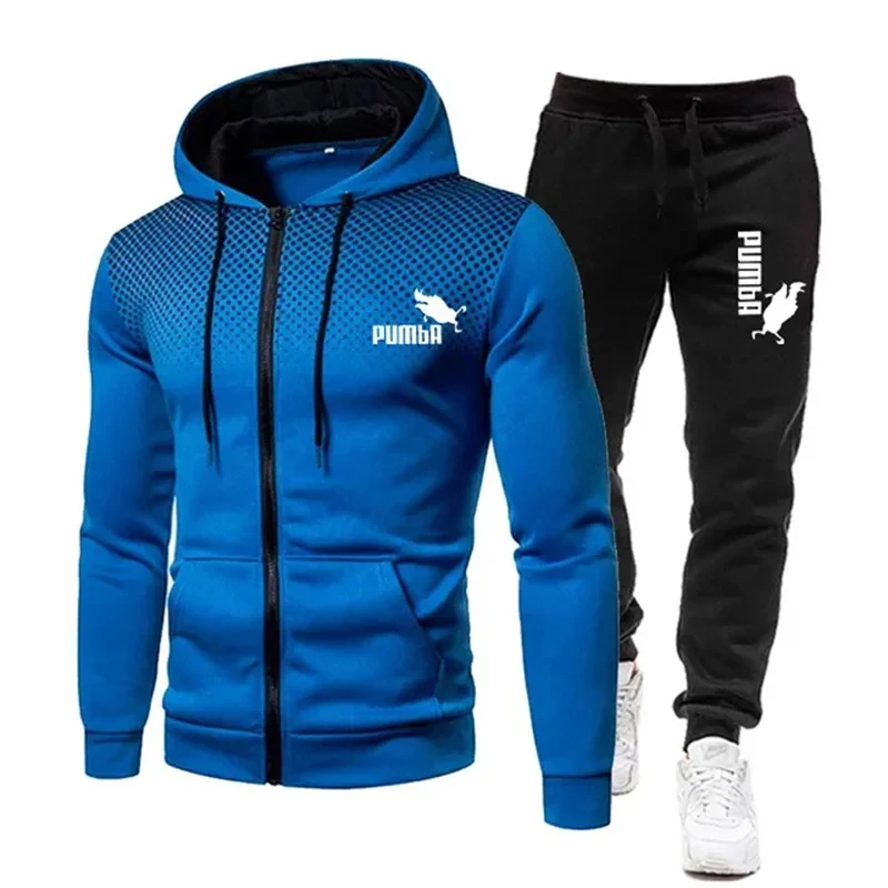 Printed hoodie set for men Zipper casual designer spring/summer new large size loose jacket + jogging pants two-piece set