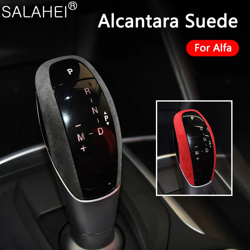 

Alcantara Suede Car Gear Shift Handle Knob Cover Trim Stikcers For Alfa Romeo Giulia Stelvio 2015-2019 Auto Interior Accessories