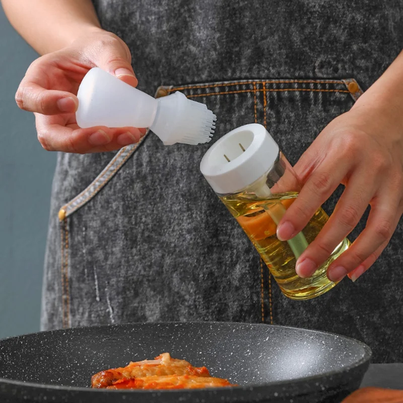 Portable Silicone Oil Brush with Bottle Barbecue Grill Oil Brushes BBQ Liquid Pastry Kitchen BBQ Tools Gadgets Accessories