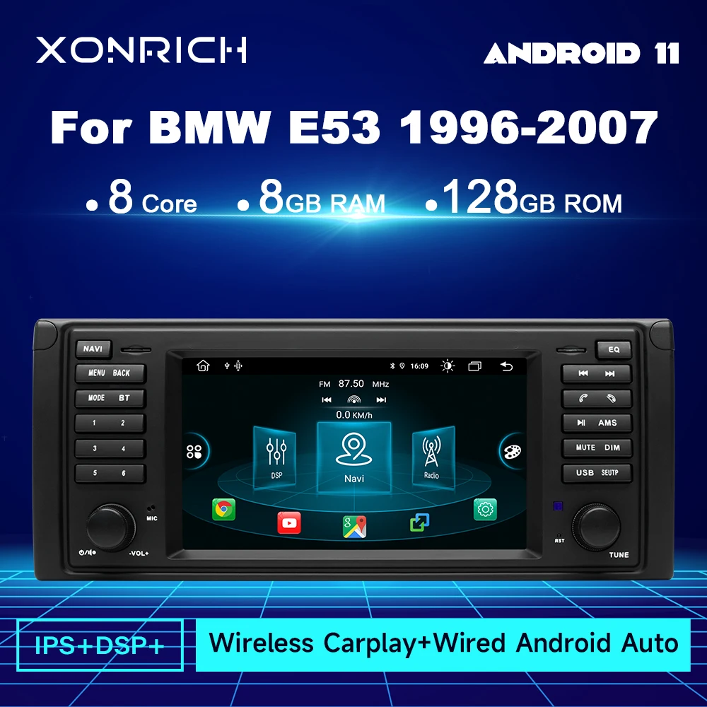 8 ГБ 128 беспроводной Carplay Android 11 автомобильное радио мультимедиа для BMW 5 серии E39 X5