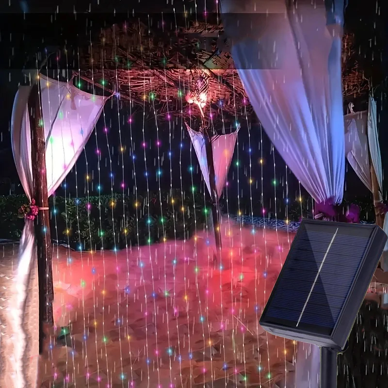 1pc 3M/6M 8Modes Solar Curtain String Fairy Lights,for Home Garden Porch Backyard Wedding Party Christmas Decorations 2024 natal