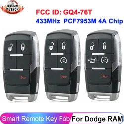 GQ4-76T For Dodge RAM Pickup HD 2500 3500 4500 5500 2019 2020 2021 433MHz PCF7953M 4A Chip 68375456AB Remote Key 3 4 5 Buttons