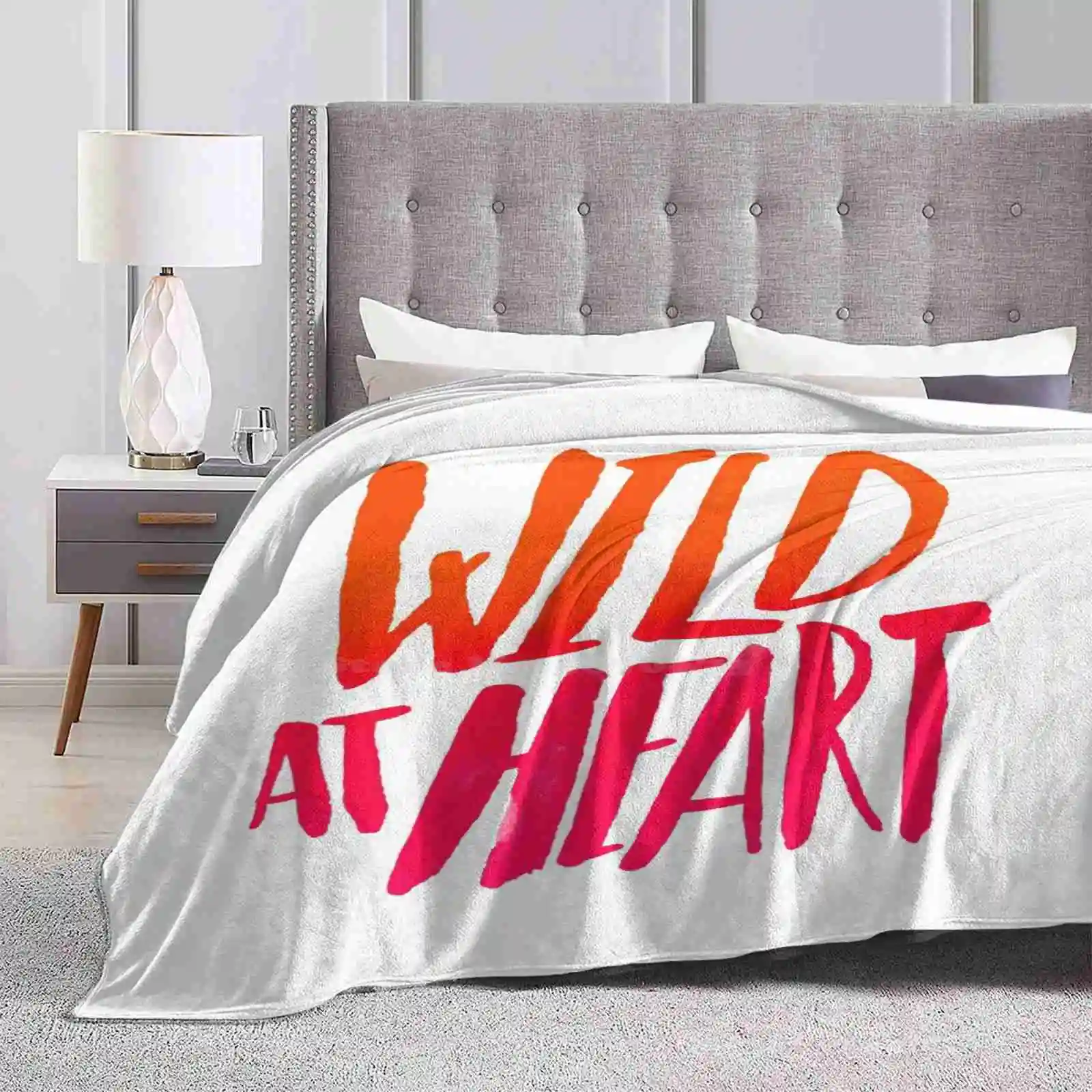 Wild At Heart-Tipografia Flame Ombre New Print Novità Fashion Soft Warm Coperta Wild At Heart Ombre Pink Orange Flame
