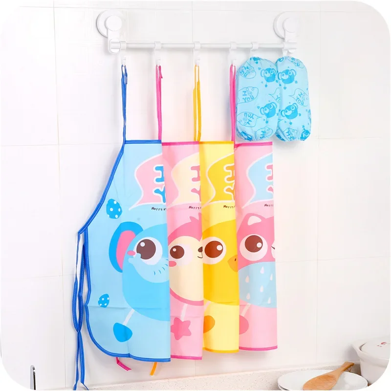 Cute Cartoon Children Eating Drinking Apron Sleeve Cover Set Baby Waterproof and Antifouling Painting Gown Kid Sleeveless Bib