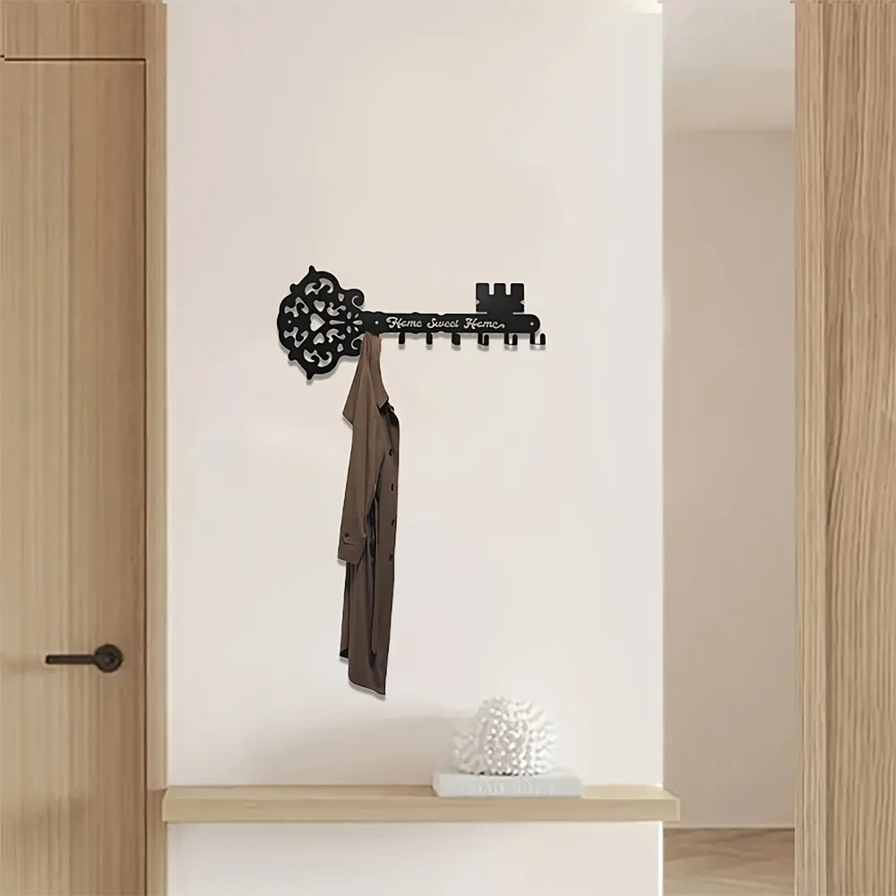 Wall-Hanging-Organizer-Rack-With-7-Hooks-Vintage-Key-Shape-Key-Rack ...