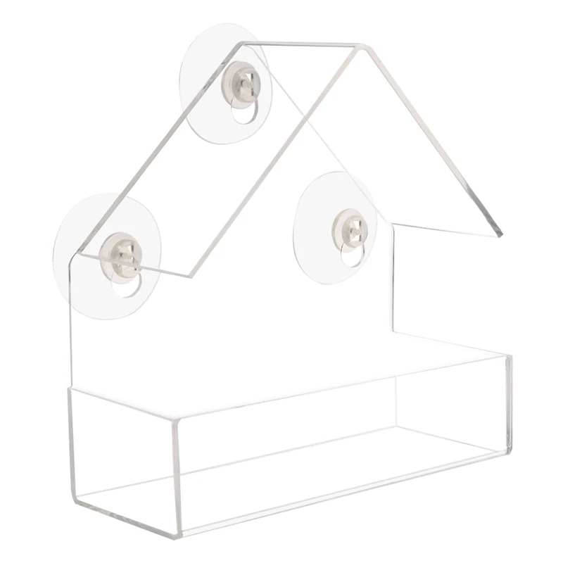 

Clear Acrylic Bird Feeder with Strong Window Suction Cups Transparent Food Tray Small Outdoor Bird Feeder for Wild Birds