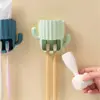 1PCS Household Toothbrush Holder Self-adhesive Wall-mounted Cactus Storage Rack Kitchen Bathroom Toothbrush Organizer With Hook 3