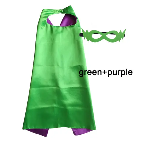 Superhero Capes with Mask REVERSIBLE Two Colored Child Cape Birthday Party Favor Satin Solid Capes Boys Girls Satin Capes - Image 32