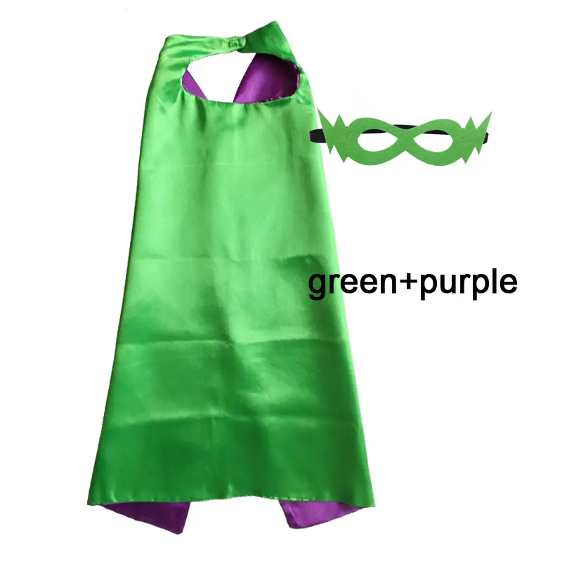 Superhero Capes with Mask REVERSIBLE Two Colored Child Cape Birthday Party Favor Satin Solid Capes Boys Girls Satin Capes - Image 32