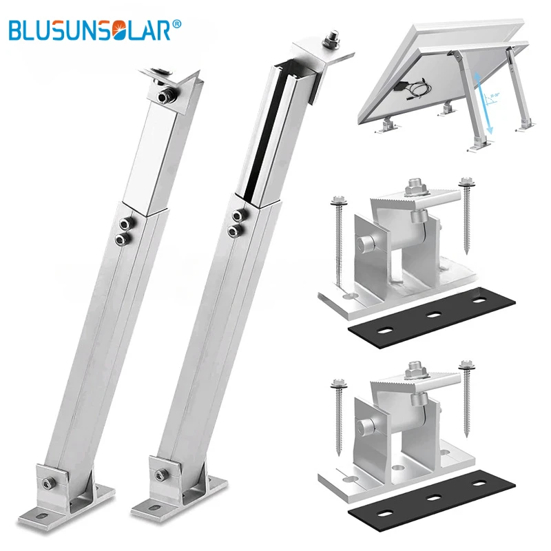 Alumínio Ajustável Painel Solar Tilt Mount Suportes Conjunto de Montagem de Superfície Plana 100w600w Painéis Solares 1560 Graus Telhado rv