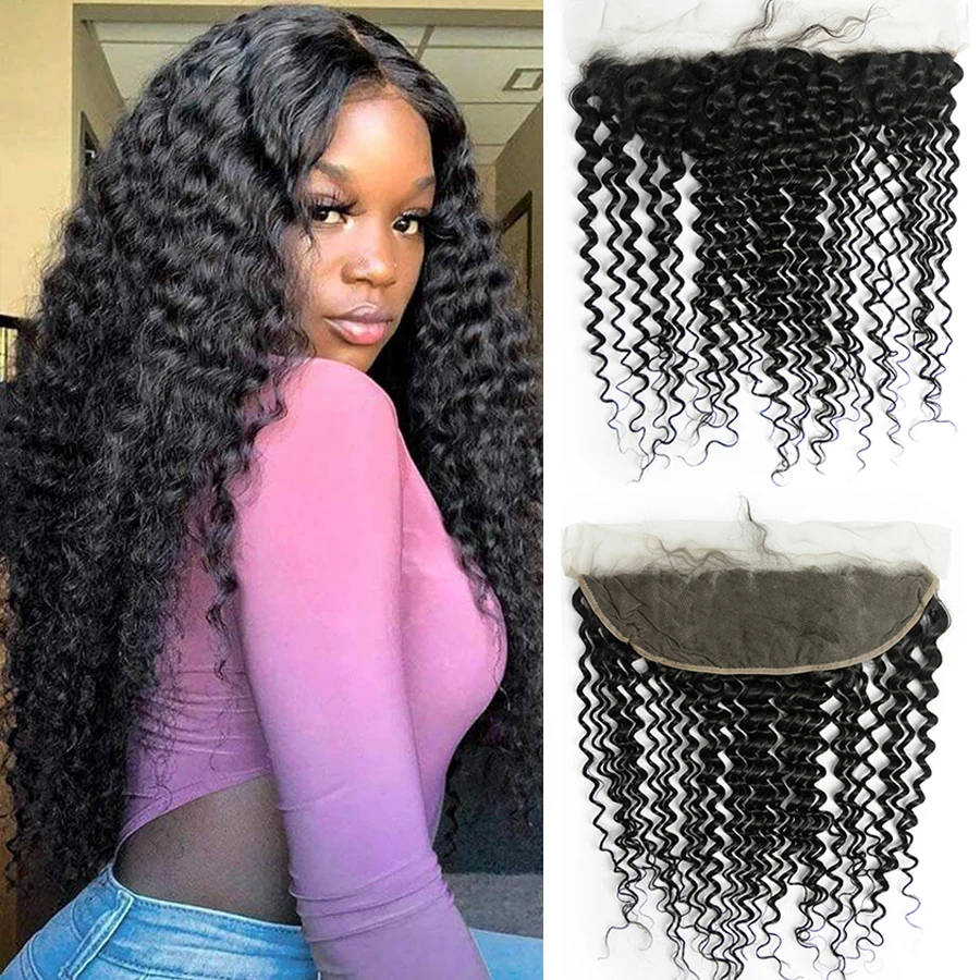 

13x4 Lace Frontal 4X4 Deep Wave Lace Frontal Closure 4x4 Brazilian Remy Hair Pre Plucked 100% Human Hair Lace Frontal 13x4
