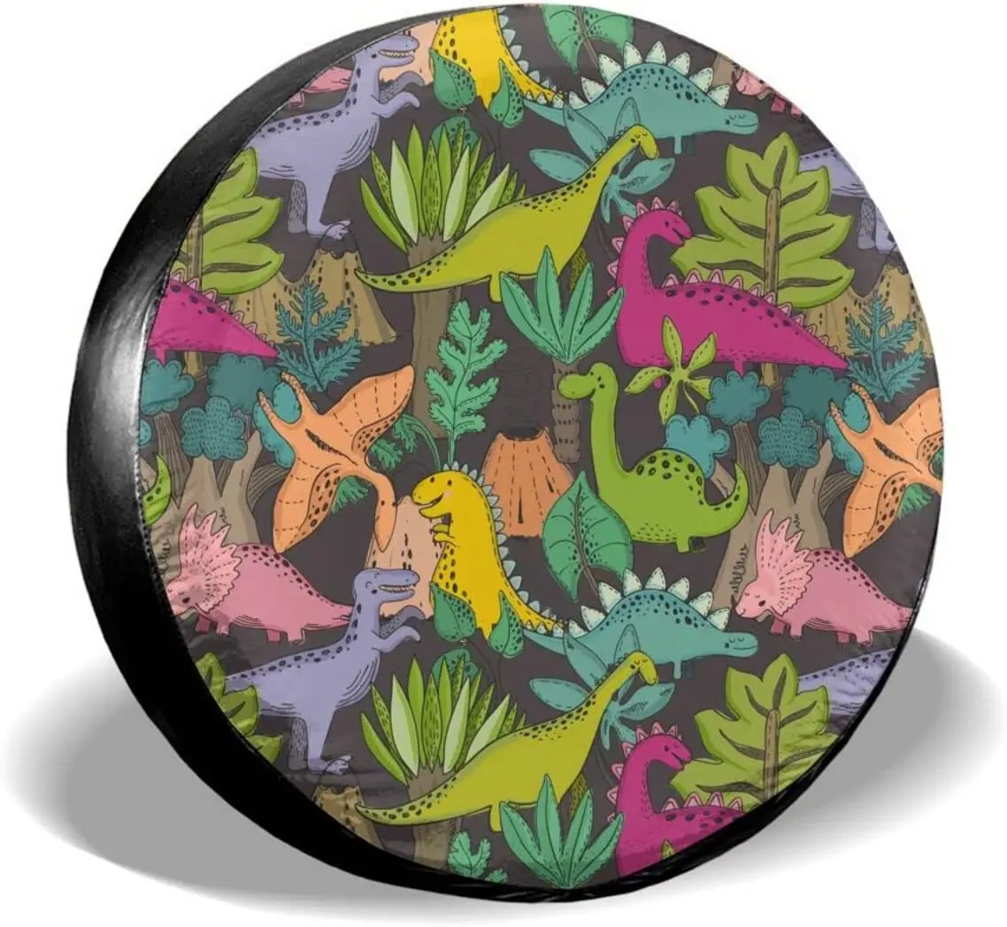 

Colorful Dinosaur Spare Tire Cover Waterproof Dust-Proof Wheel Protectors Universal for Trailer,,SUV,RV and Many Veh