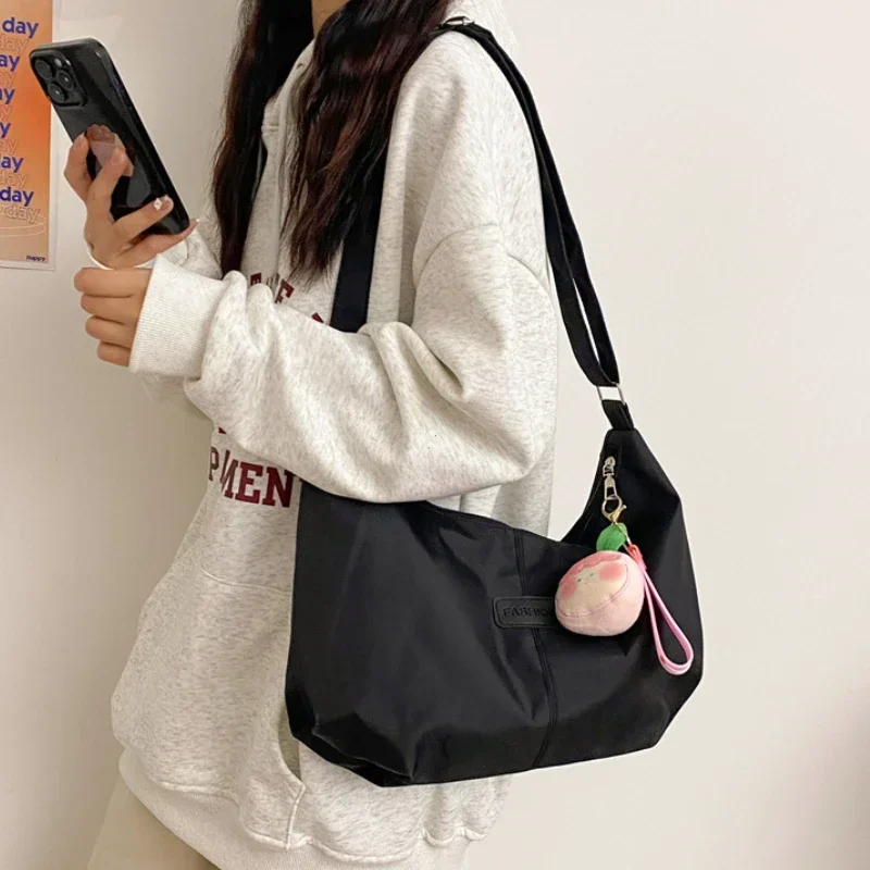 Casual Nylon Womens Shoulder Bag Korean Fashion Simple College Style Crossbody Bag Large Capacity Designer Ladies Handbag Purse