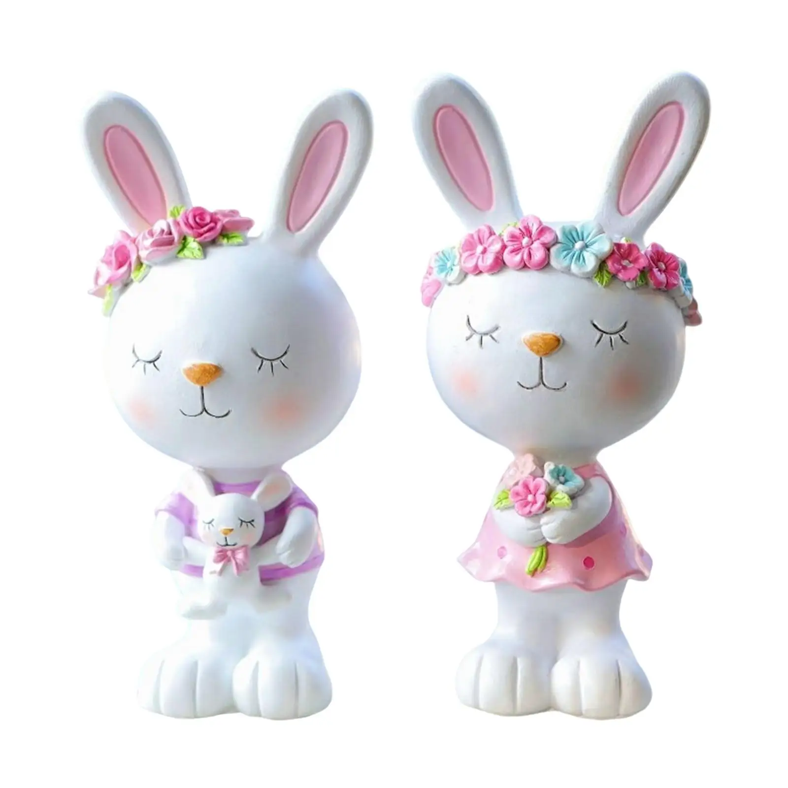 

1 Pair Rabbit Statue Bunny Figurine Resin Animal Sculpture Craft Ornament for Home Party Festival Easter Decor