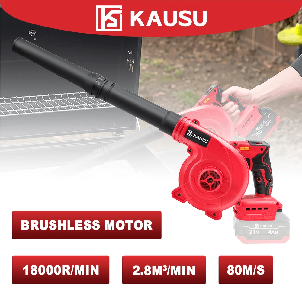 KAUSU Brushless Electric Air Blower 2 In 1 Cordless Blowing Suction Blower Leaf Dust Hair Cleaner Makita 18V Battery No Battery
