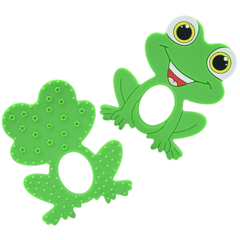 

Cartoon Animal Frog Shape Teething Ring Baby Teether Silicone Beads Soother Molar Nursing Toy Pacifier Chain Accessories