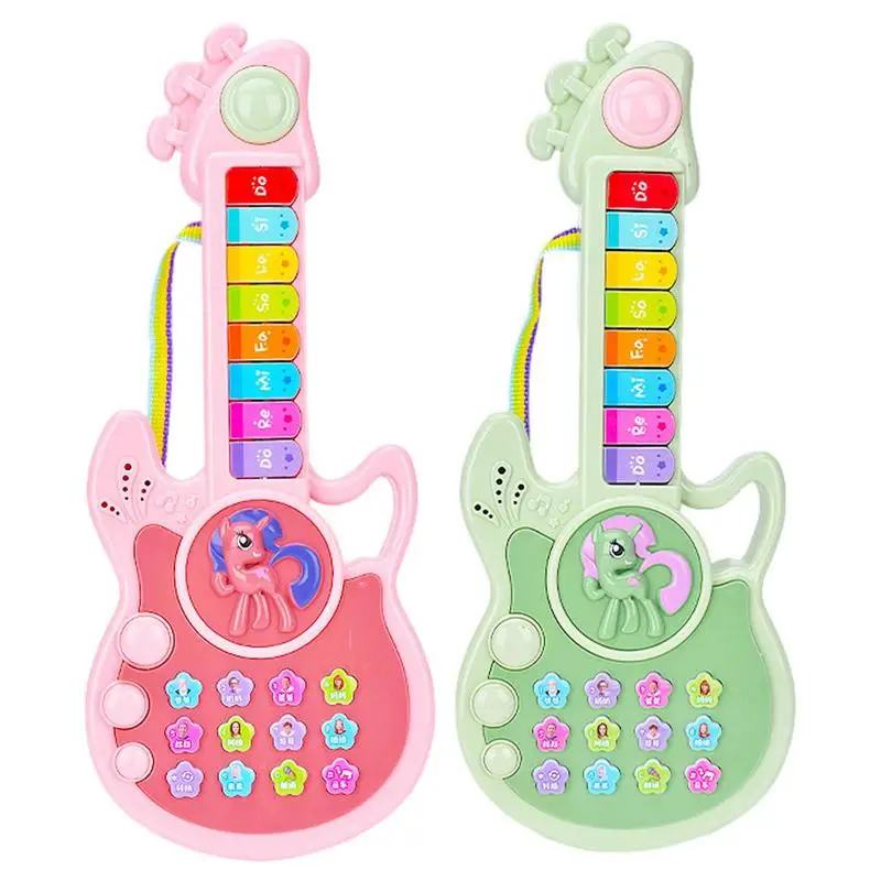 

Handheld Musical Electronic Guitar Toy Learning Gift For Kids Guitar Toy For Kids Glow Button Design Electric Guitar Musical Toy