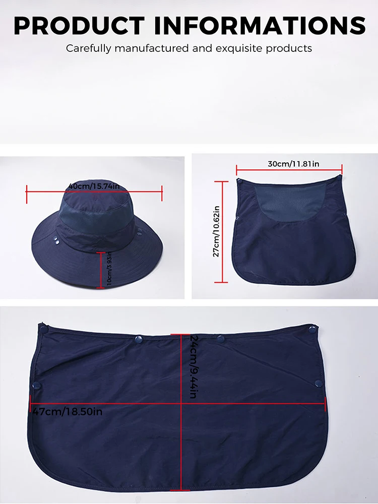 2개 세트 넓은 챙 햇빛 가리개 모자 & 탈부착 가능한 얼굴 가리개 - 자외선 차단, 남녀 공용 대형 야외 스포츠 및 해변 모자, 브라운