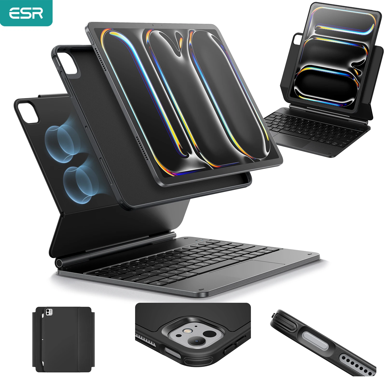 ESR iPad Pro 11/13 キーボードケース (2024) iPad Pro 11/12.9& Air 
