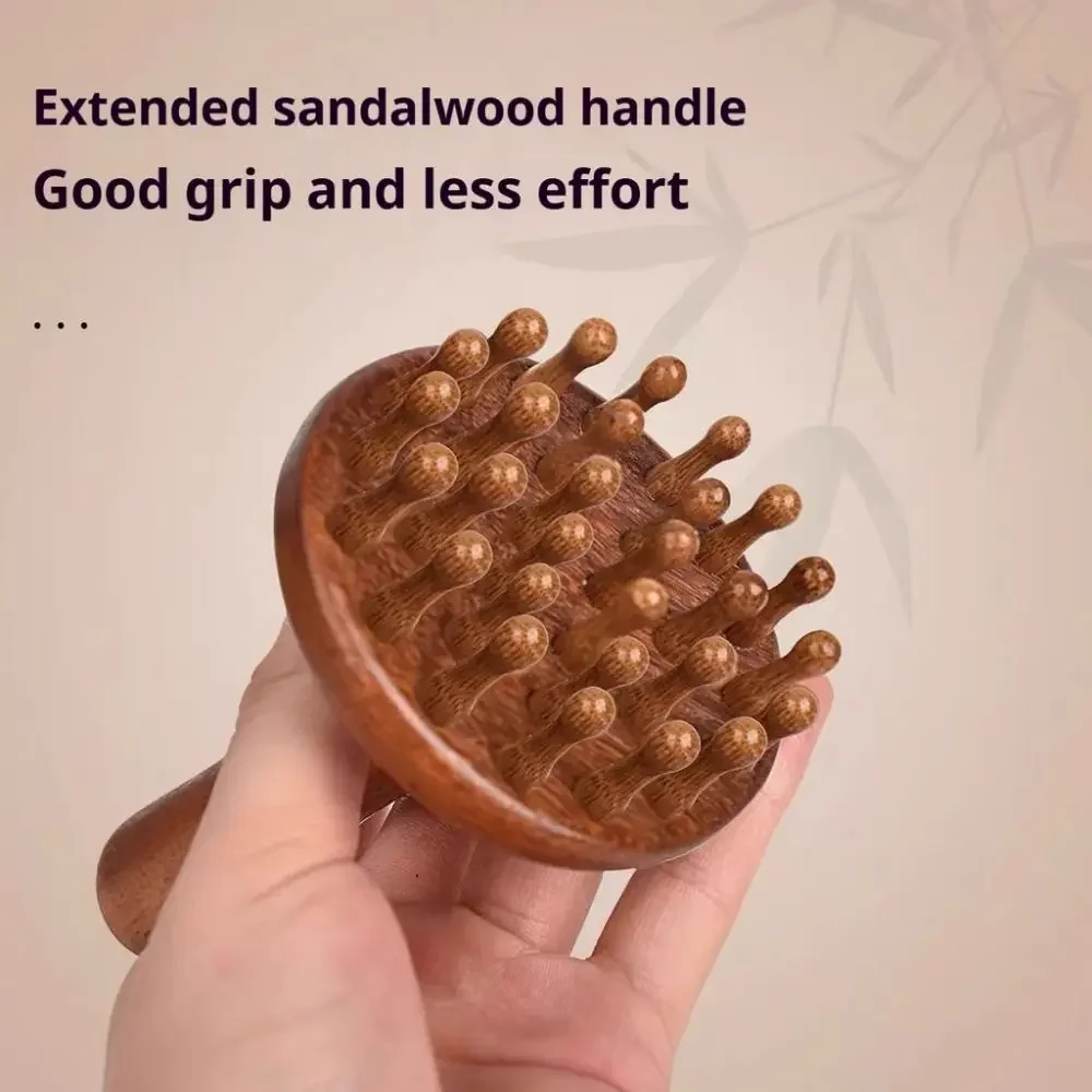 Portable Sandalwood Body Meridian Massager Circular Tooth Wooden Abdomen Massager Head Massage Comb for Relieve Stress and Relax