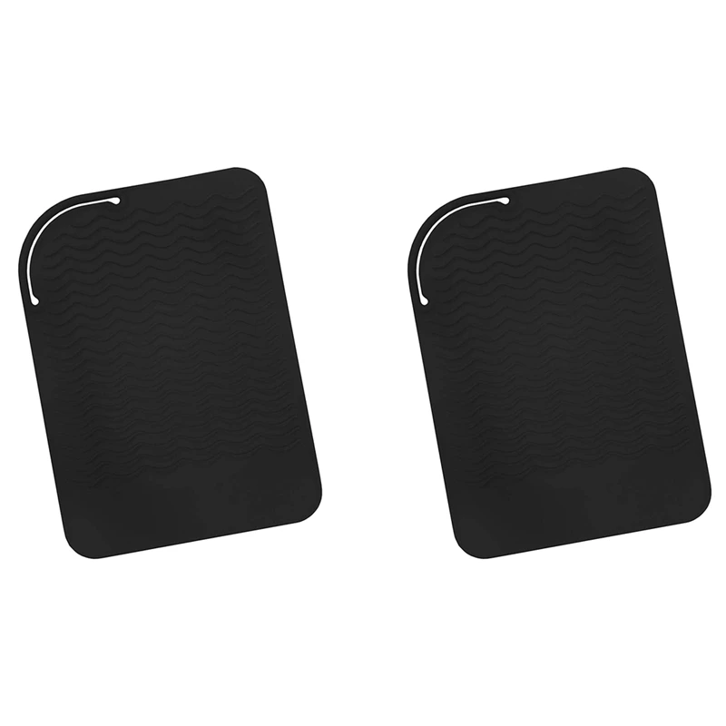 

2X Black Silicone Heat Resistant Travel Mat, Anti-Heat Pad For Hair Straighteners,Flat Irons And Other Hot Styling Tools