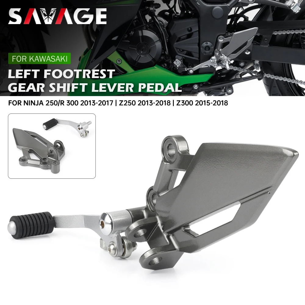 Left Footrest Gear Shift Lever Pedal KAWASAKI NINJA 300/250/R Z250 Z300 EX250 EX300 13-18 Motorcycle Front Foot Rest Pegs motorcycle accessories motorcycle footrests motorcycle foot pedals