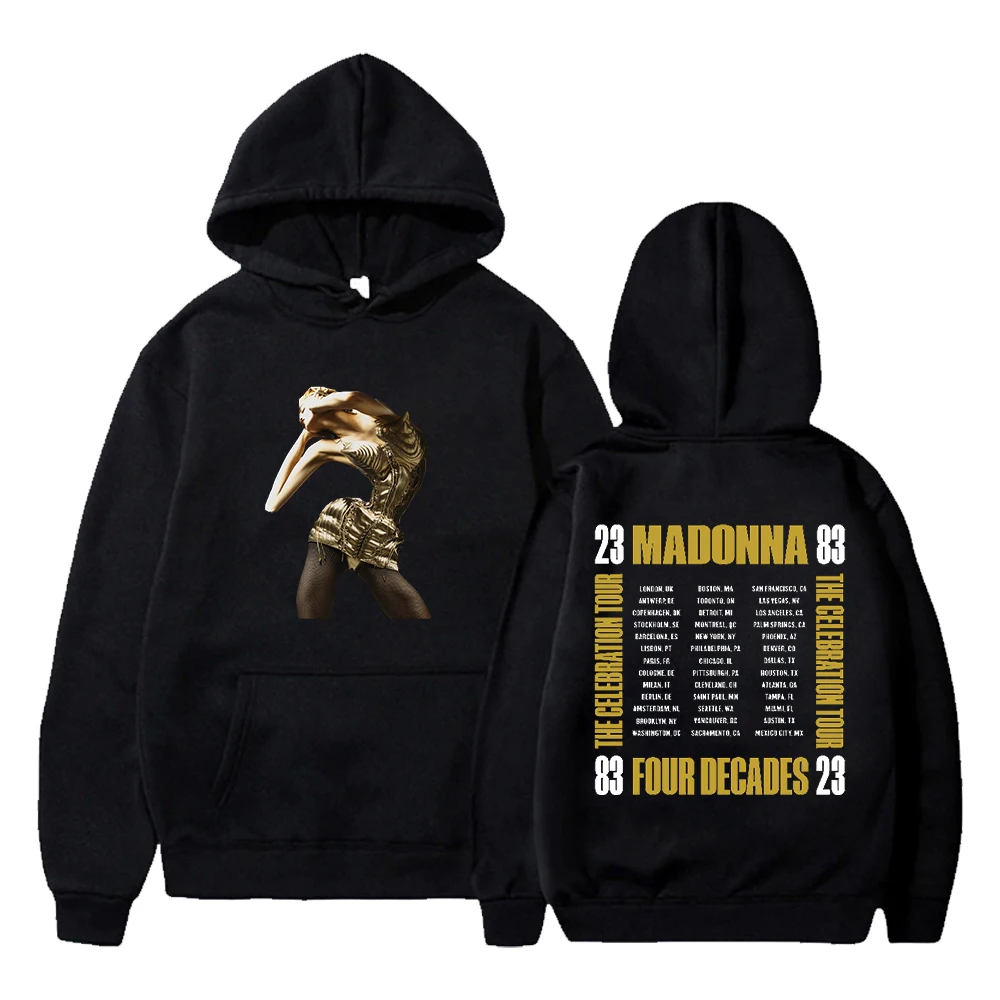 

Madonna Merch Four Decades The Celebration Tour Hoodie Long Sleeve Streetwear Men Women Hooded Sweatshirt Fashion Clothes