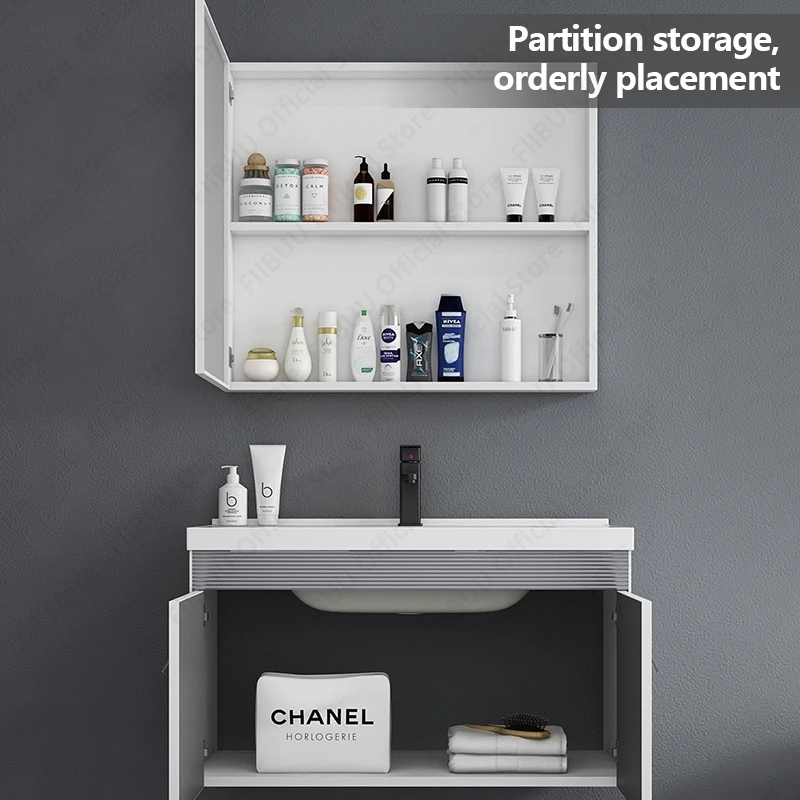 Modern Luxury Bathroom Vanity Large Capacity Washbasin Vanity Cabinet Wall Mount With Sink Integrated Bathroom Storage Furniture 2