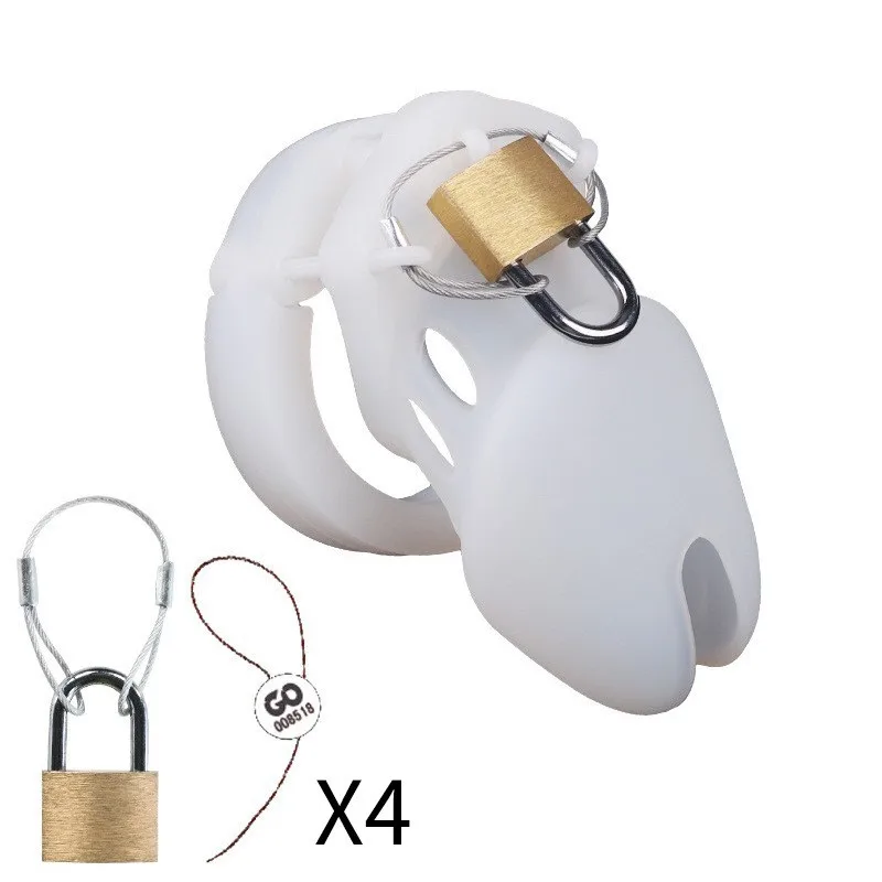 Silicone Chastity Cage Male Cock Lock With 5 Penis Rings Sex Toys For Sissy Men Femboy Stretcher BDSM Gay Erotic Urethral Device