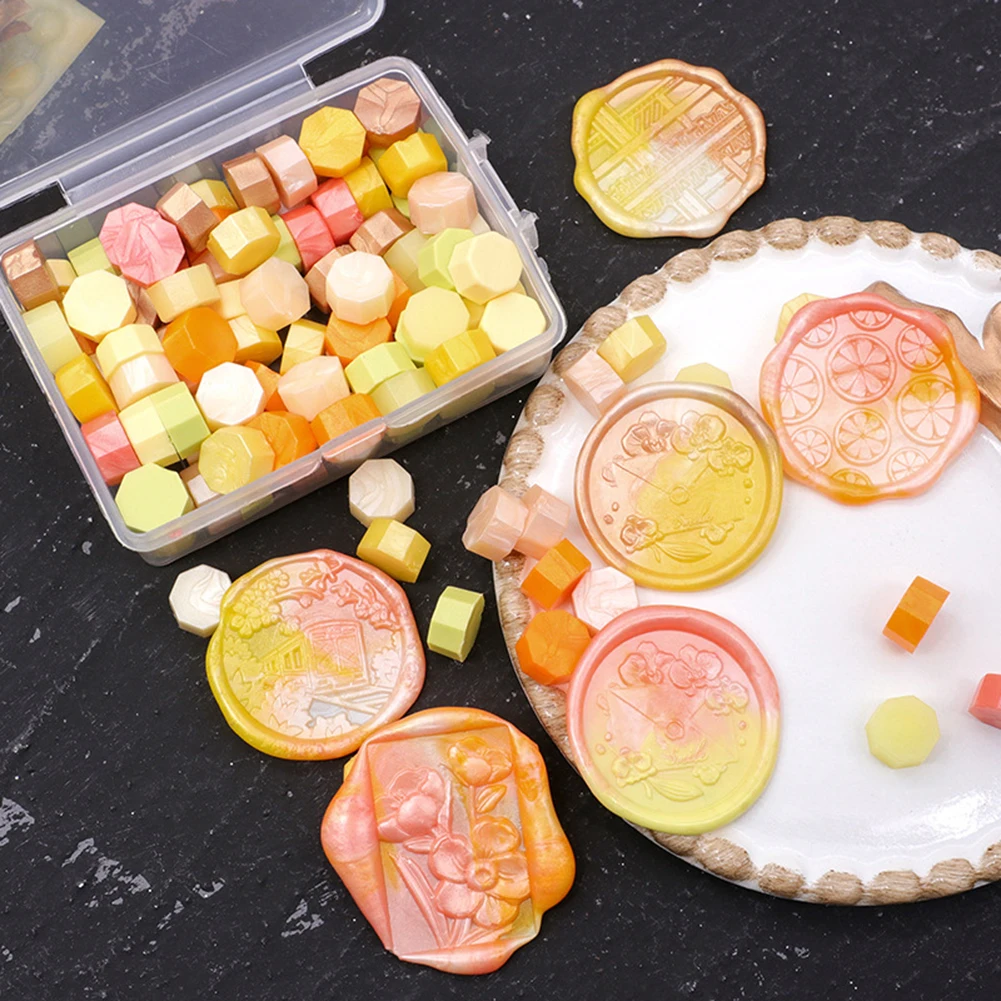 

100Pcs Boxed Mixed Color Wax Particles Lacquer Stamp Sealing Wax Octagonal Beads Christmas Wedding Invitation DIY Scrapbooking