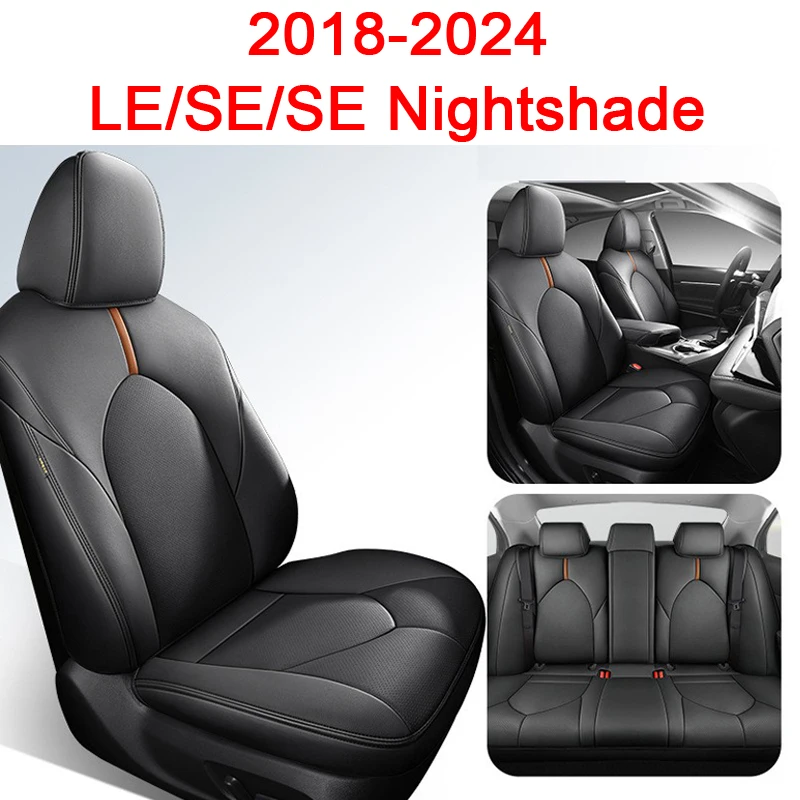 PTYYDS PU Leather Seat Covers For 2018-2024 Toyota Camry - Full Set Front & Rear Seat Protectors | Compatible With XLE, XSE, V6 Models