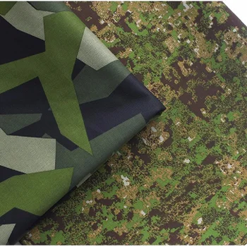 Tessuto Mimetico Geometrico Svedese in Twill di Poliestere e Cotone, Tessuto Camouflage Italiano Greenzone