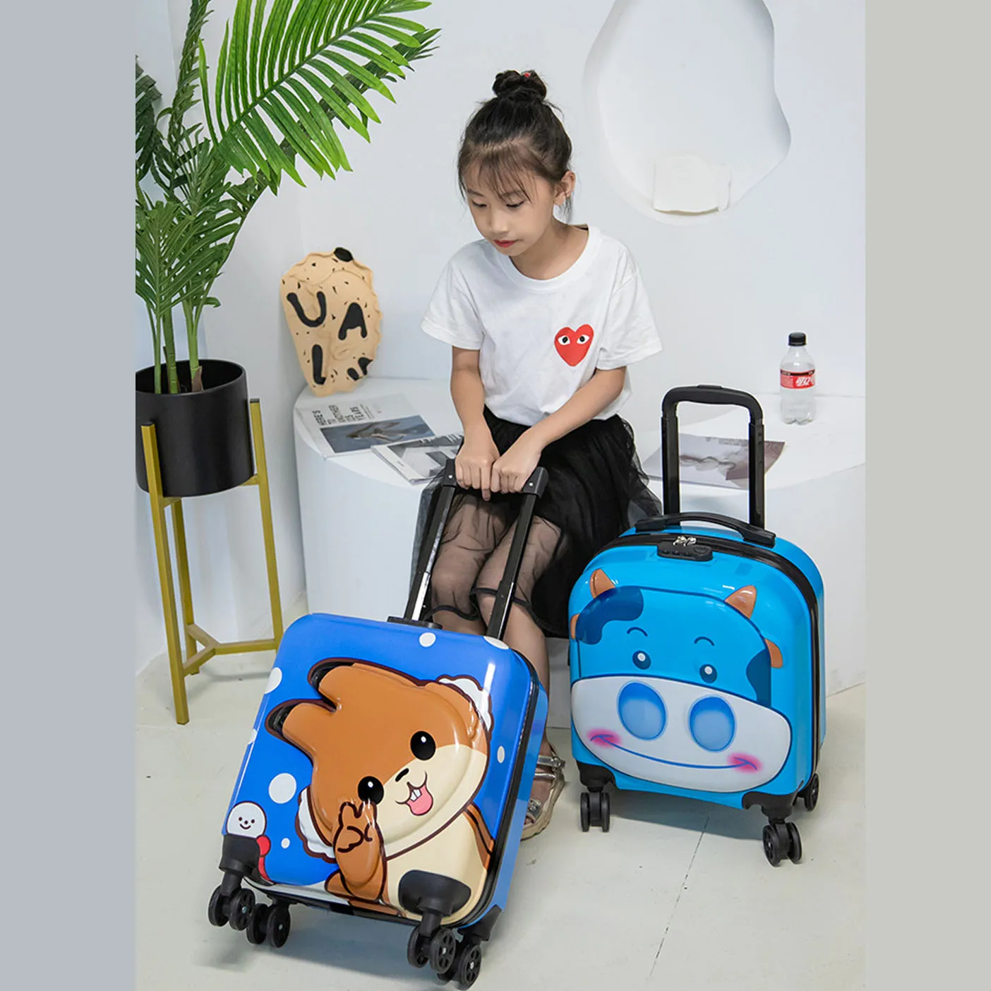 18 inch kids luggage set Children's Travel Suitcase Cute Cartoon Kids  Luggage Trolley case with Backpacks Cabin Rolling Luggage - AliExpress