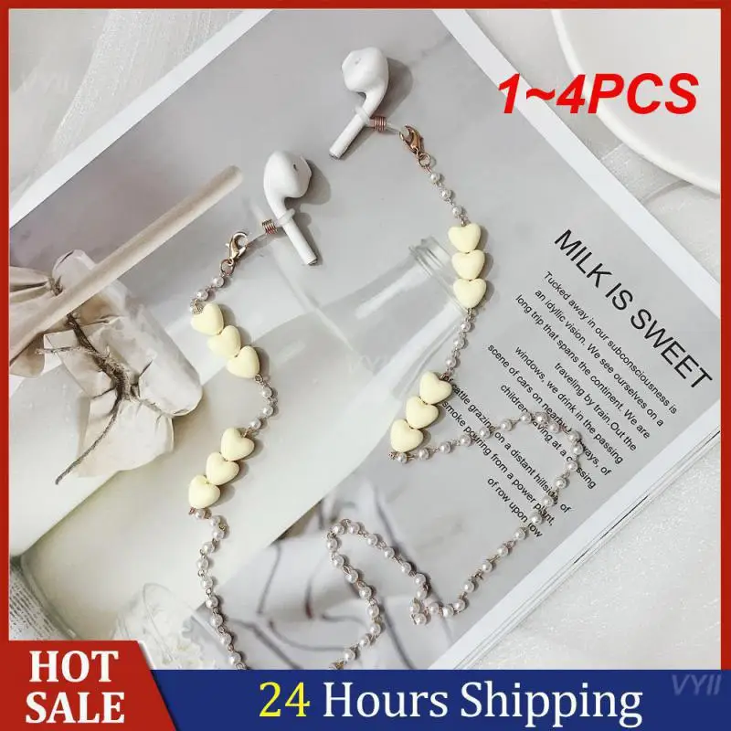 

1~4PCS Face Mask Chain Holder Anti-lost Colorful Sunglasses Rope Chain Eyewear Accessoriess Glasses Chains Heart Pearl Beaded