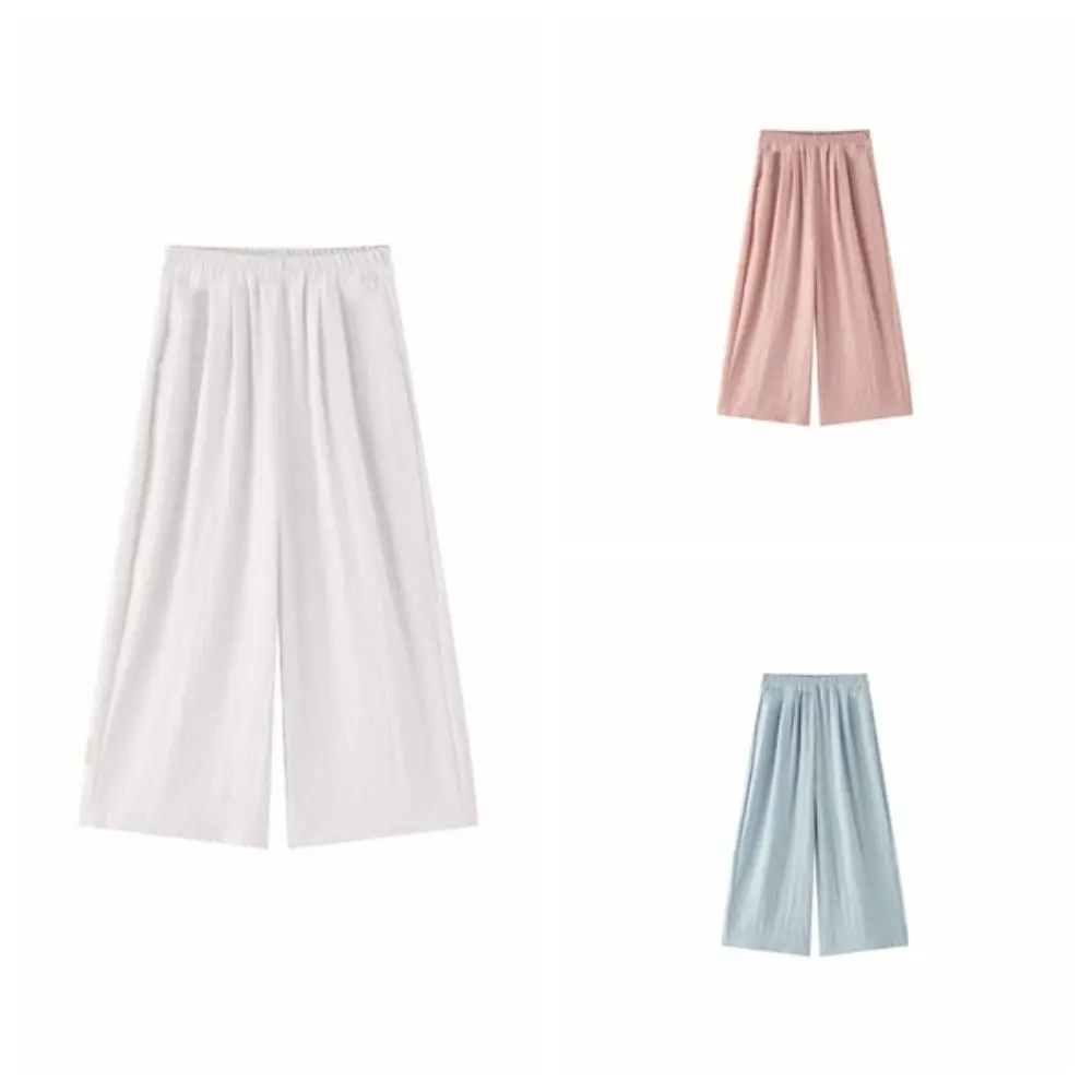 Simple Candy Color Girl Straight Pants Loose Wide Leg Children Cropped Pants Thin High Waist Teen Yamamoto Pants Streetwear