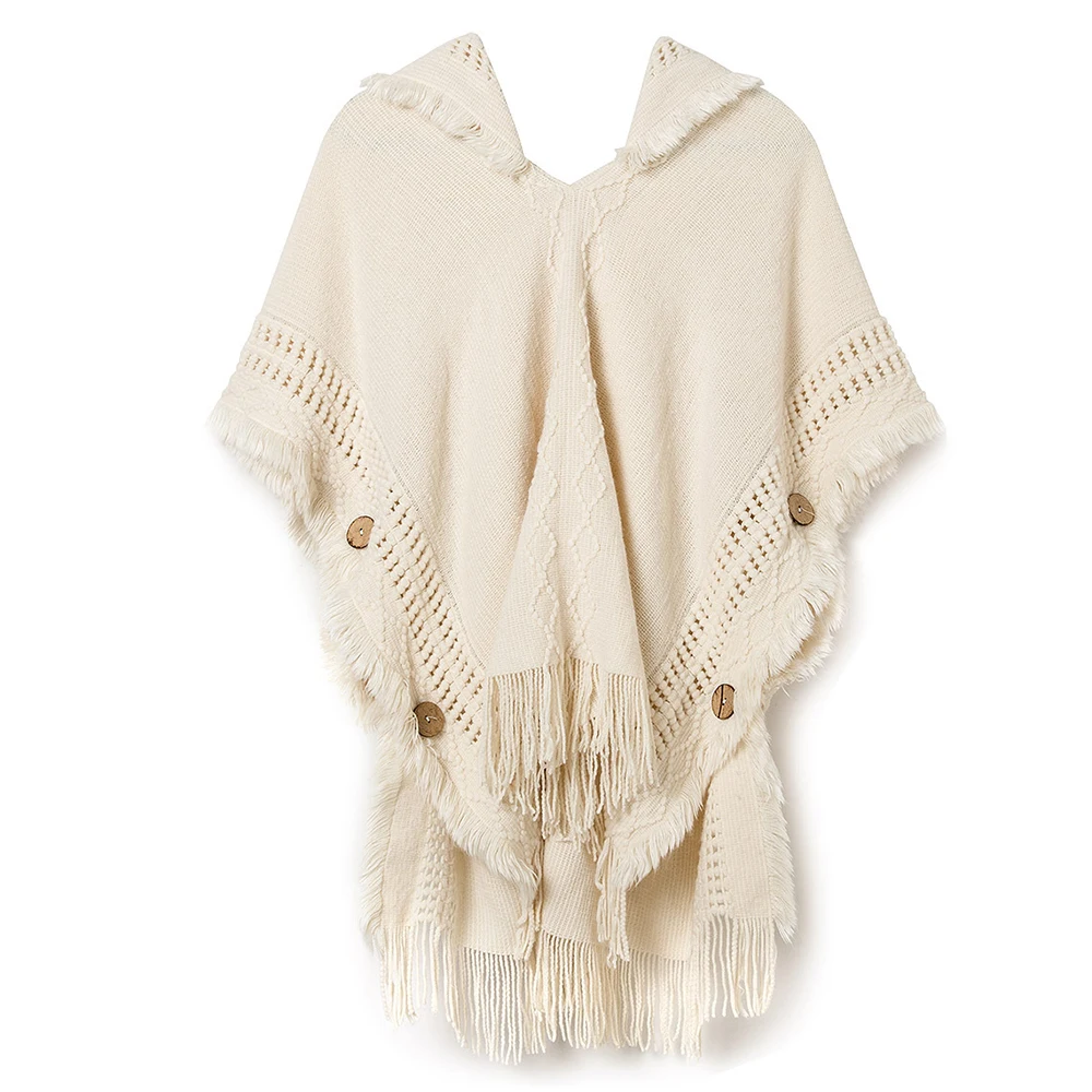 Poncho en lainage drapé oversize « COSY NORDIC WRAP » - OUMMI BASICS main image 0