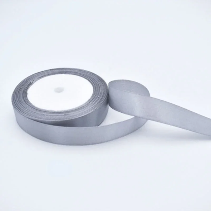 25yadrs/Roll 6-10-15-20-25-40-50mm Silver Gray Satin Ribbons Christmas Halloween Wedding Birthday Party Gift Wrapping Ribbon