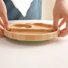 1pcs/3pcs Wooden Feeding Tableware Sets Baby Feeding Bowl Bamboo Non-slip Waterproof Fork Spoon for kids Baby Wooden Plate 6