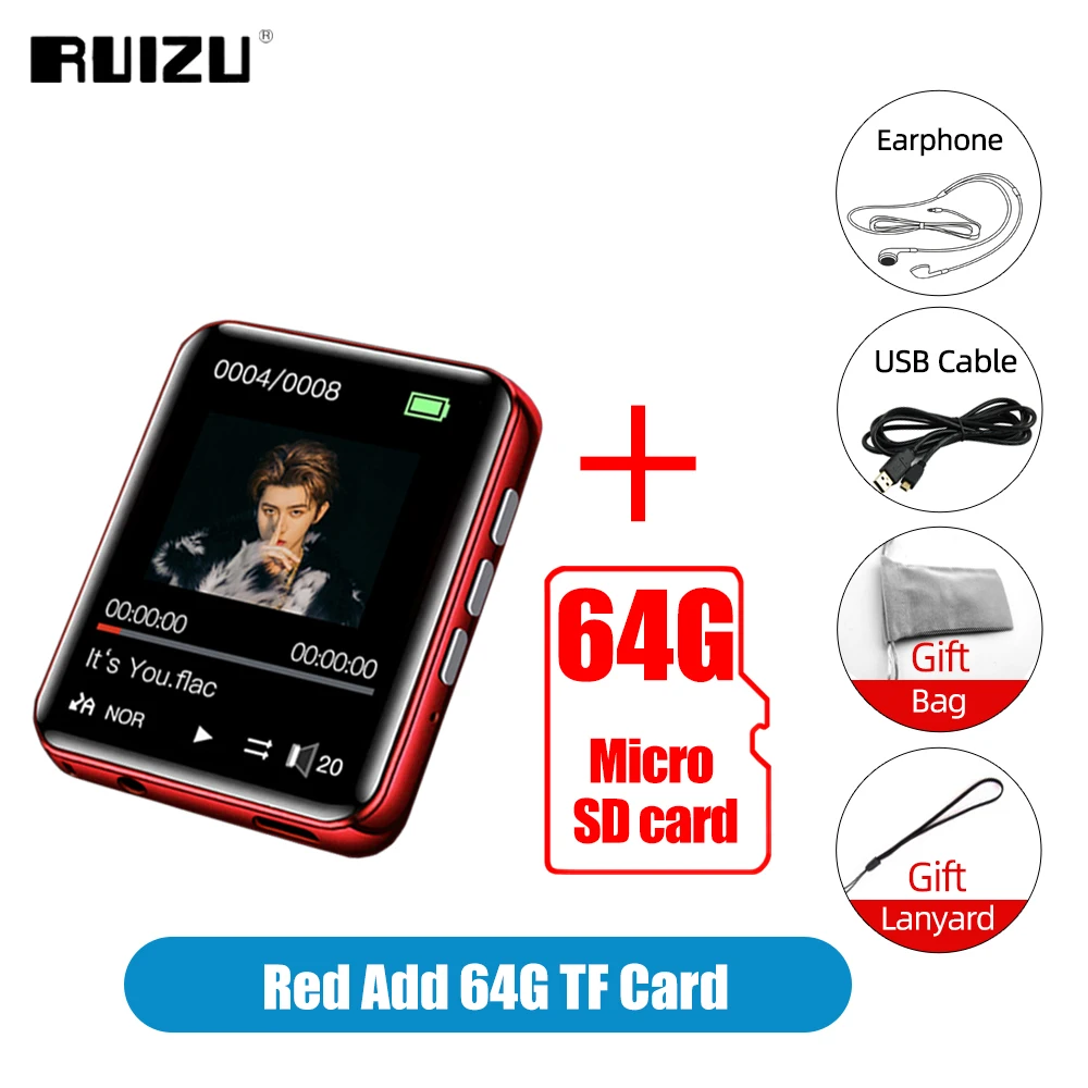 mp3 player online RUIZU A02 M4 Full Touch Screen Bluetooth 4.0 MP3 Player Portable Music Player with Speaker FM EBook Video Recorder Pedometer pink mp3 player MP3 Players