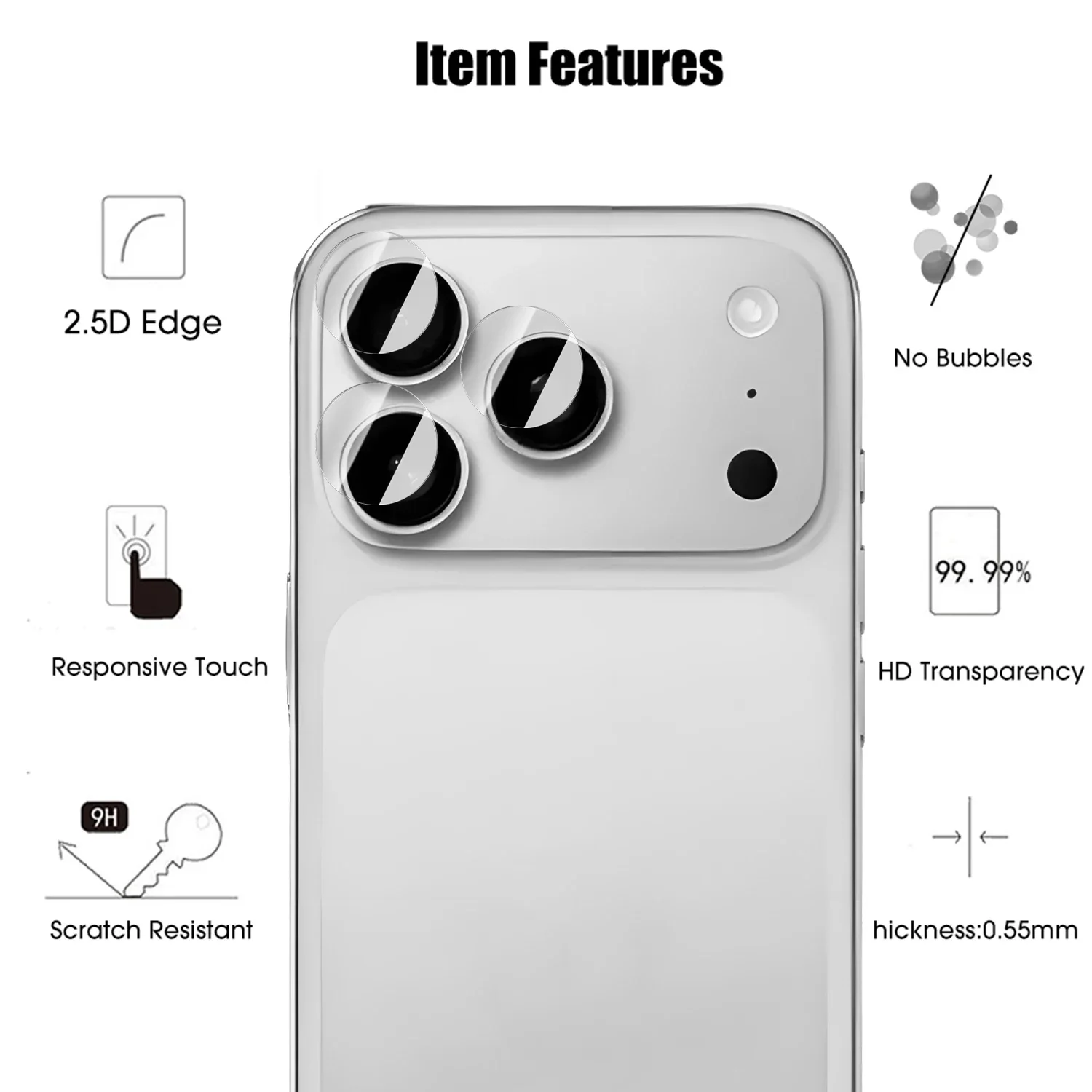 Crystal-Clear HD Camera Lens Protection - 9H Tempered Glass Protective Film