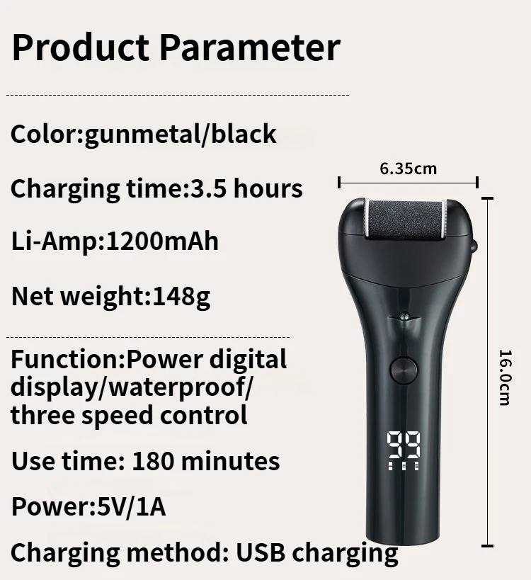 Description Picture 3 of itemElectric foot grinder dermabrasion Intelligent digital display dead skin removal callouse pedicure artifact pedicure