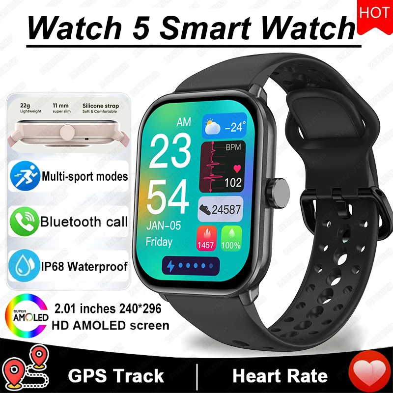 นาฬิกาสมาร์ทวอทช์ HD ติดตามสุขภาพ บลูทูธ GPS กันน้ำ สำหรับทุกเพศ
