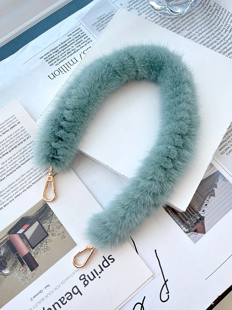 35cm Replacement Bag Strap Genuine Mink Fur Handbag Shoulder Straps Handle  For Women Purse Belts Winter Accessories R43 - AliExpress
