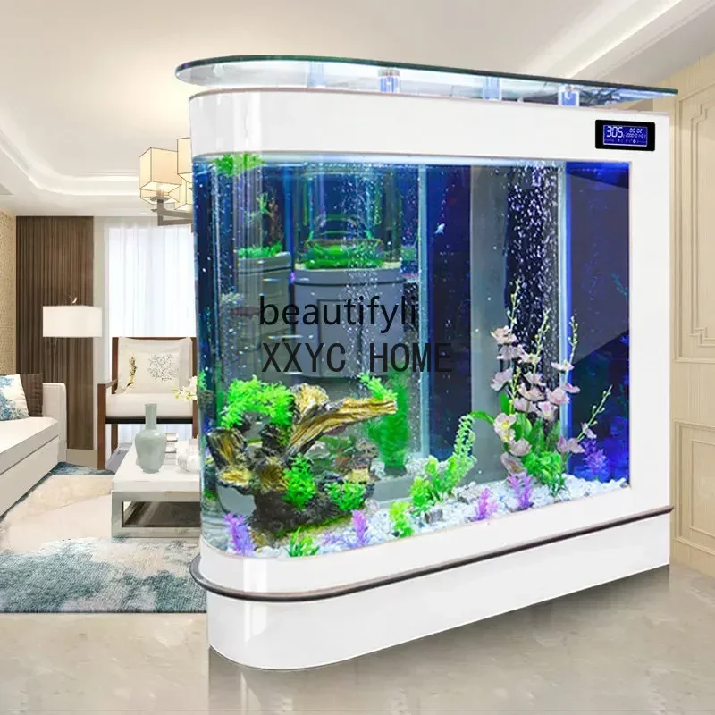 

zq Bullet Fish Tank Aquarium Large Fish Globe Partition Ecological Glass Fish Tank Bar Counter