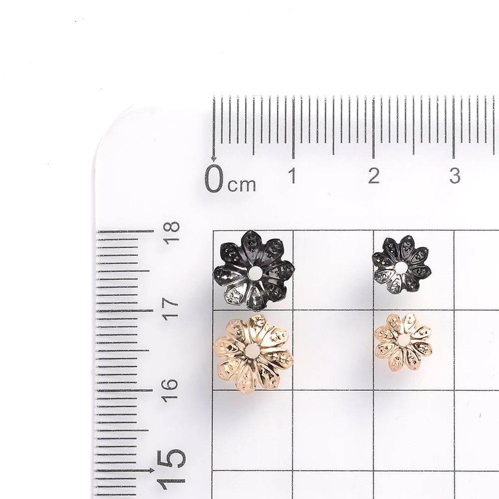 100 teile/los 8/10mm Metall Blume Torus Lotus Form Spacer Ende Perlen Kappen für Schmuck Machen DIY Charme armband Zubehör – Detail 2