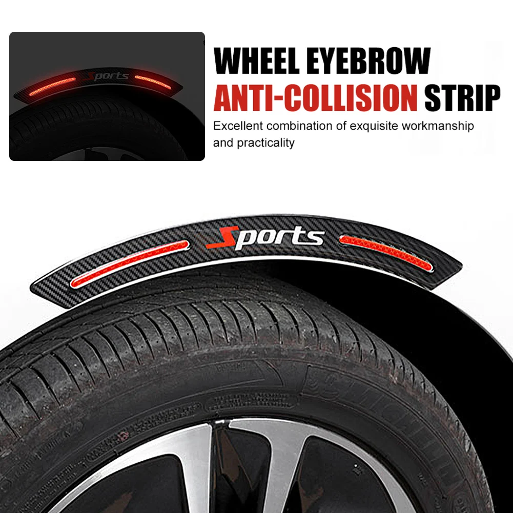 

4PCS Universal Car Wheel Eyebrow Trim Reflective Anti-collision Strip Auto Fender Flare Edge Trim Protector Car Accessories