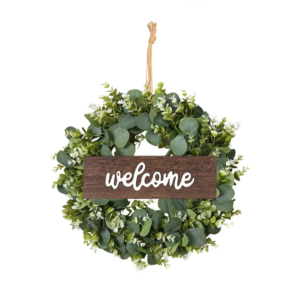 

Зеленый венок эвкалипта, искусственный эвкалипт, зеленое венок на День Благодарения, искусственные украшения, миниатюры